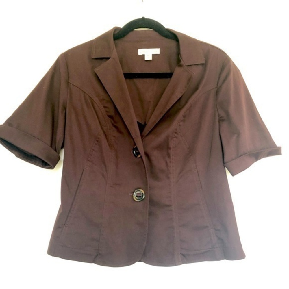 Coldwater Creek Brown Short Sleeve Blazer/Jacket- Size 8